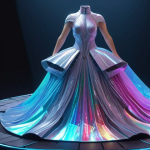 **

> A designer sculpting a virtual dress with 3D software, surrounded by holographic fabric and digital textures. Futuristic, immersive, and colorful.

**