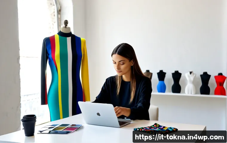NFT 패션 컬렉션 생성하기 - Photorealistic Italian fashion designer in a bright Milan studio, arranging a small capsule collecti...